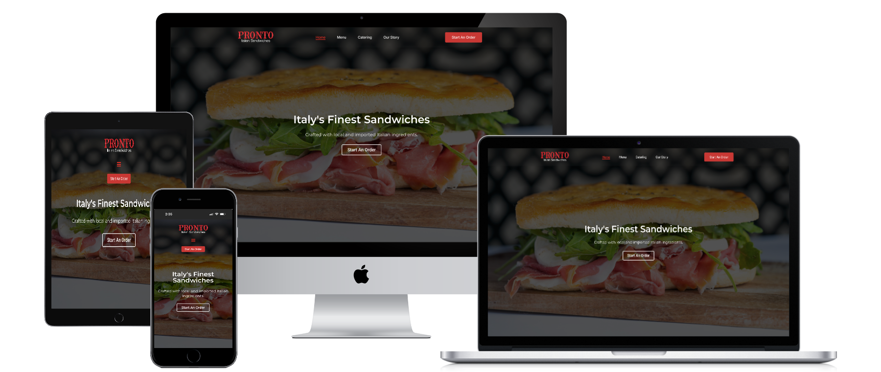 pronto sandwiches website preview