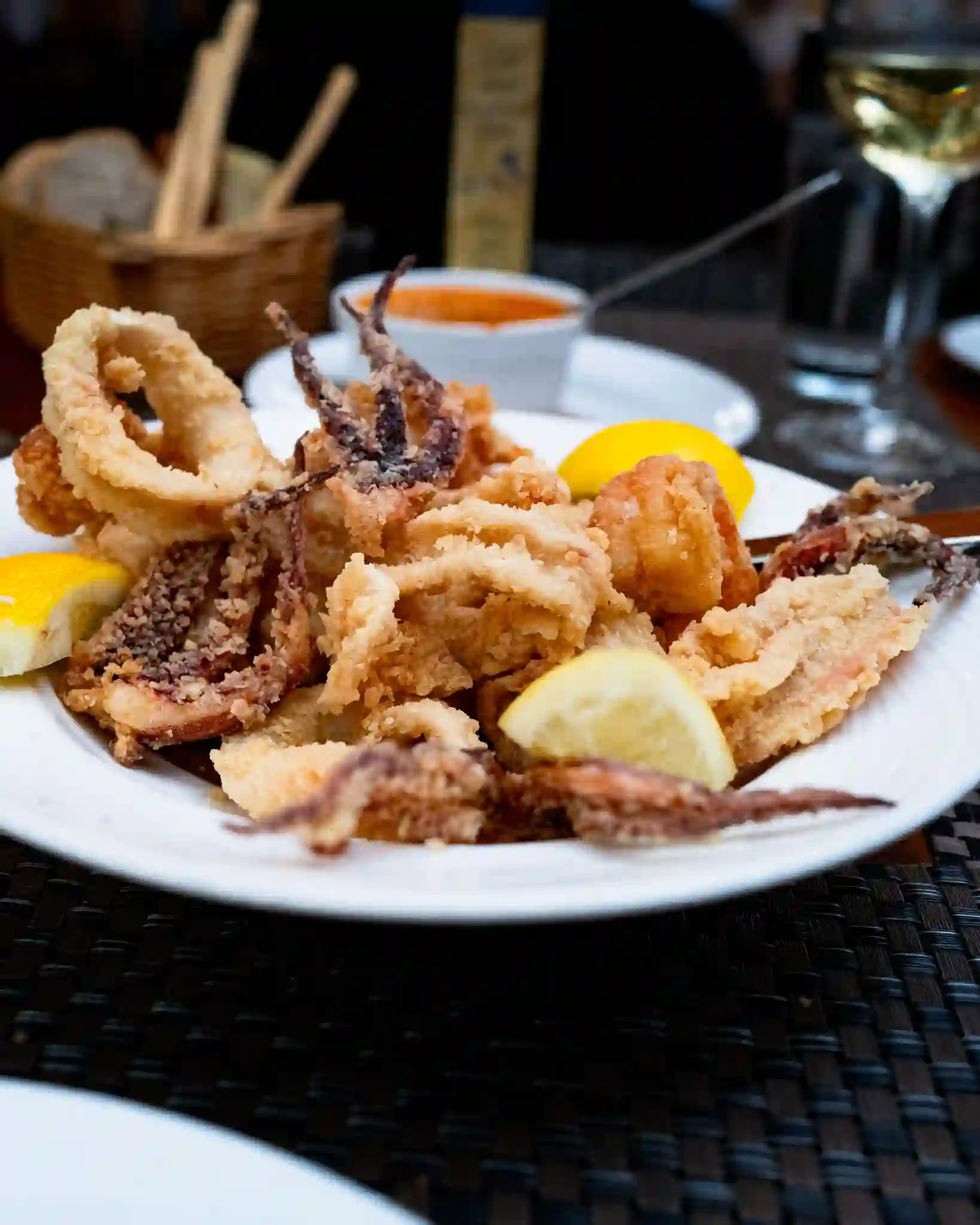 Fritto misto of calamari and shrimp with lemon