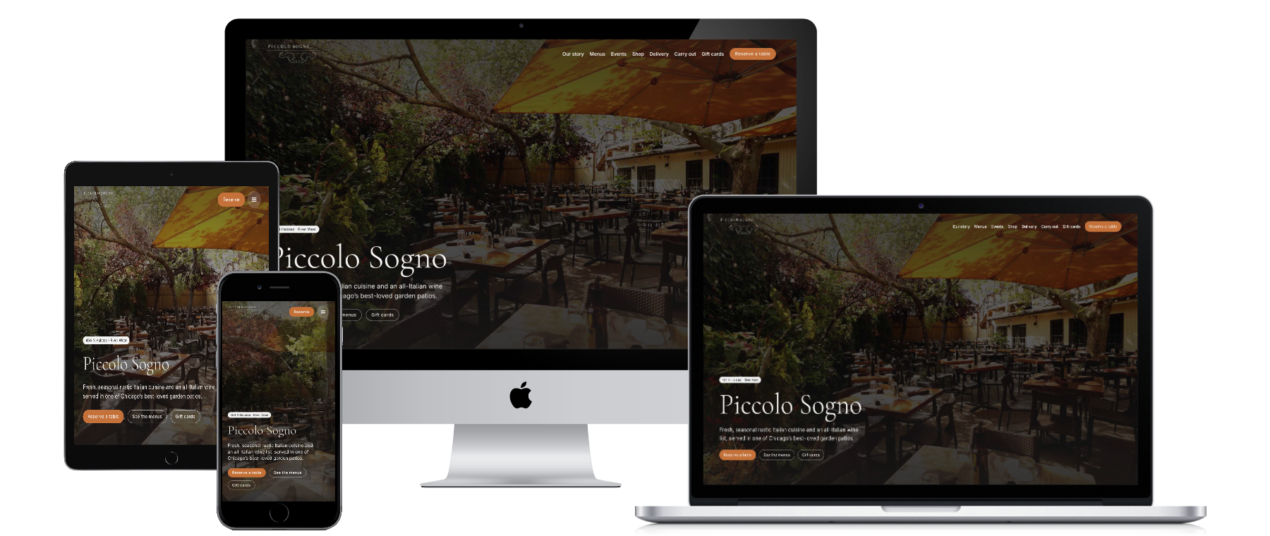 piccolosognorestaurant.com on desktop, tablet and phone